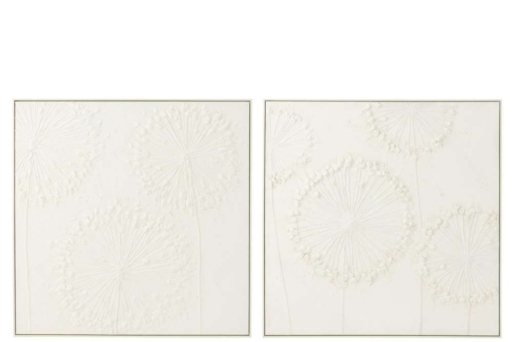 PAINTING DANDELION ACRYLIC ECRU ASSORTMENT OF 2