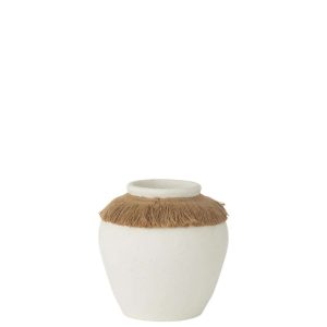 VASE IBIZA CLAY/REED WHITE/NATURAL SMALL