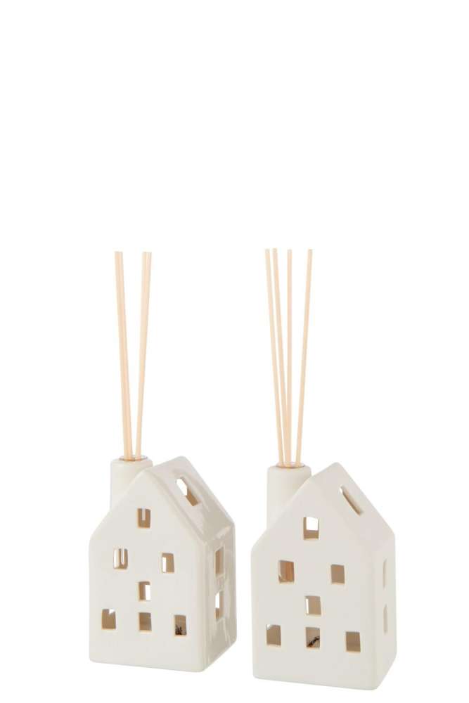 VASE LED HOUSE CLAY WHITE ASSORTMENT OF 2
