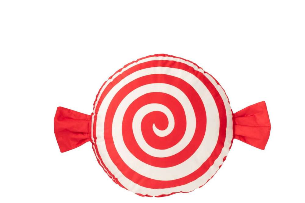 CUSHION CANDY POLYESTER RED/WHITE