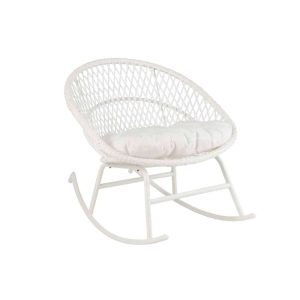 ROCKING CHAIR+CUSHION ZAYO METAL/REED WHITE