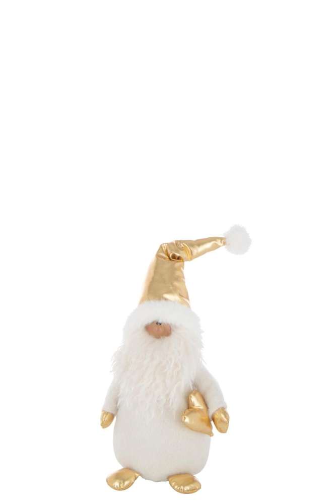 SANTA CLAUS GOLD HEART POLYESTER WHITE/GOLD COLORED SMALL