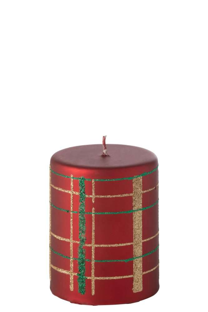 CANDLE CYLINDER CHECKERED PARAFFIN MULTICOLORED SMALL-20H