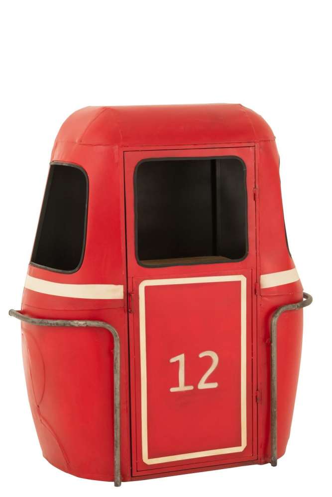 BAR CABINET CABLE CAR IRON/MANGO WOOD RED/WHITE