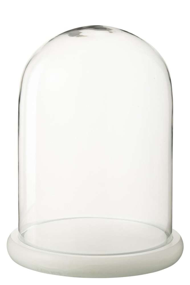 DECORATIVE BELL JAR GLASS WHITE LARGE