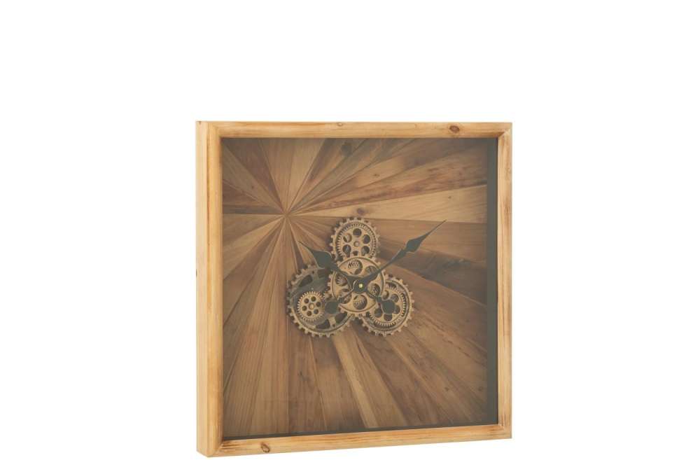 WALL CLOCK SQUARE MDF NATURAL SMALL