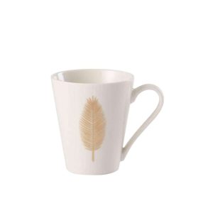 MUG FEATHER PORCELAIN WHITE / GOLD