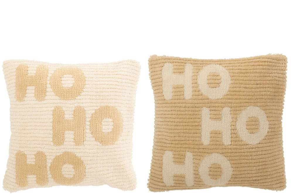 CUSHION HOHOHO POLYESTER WHITE/BEIGE ASSORTMENT OF 2