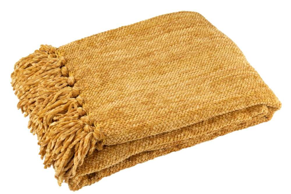 BLANKET CHENILLE POLYESTER OCHER YELLOW