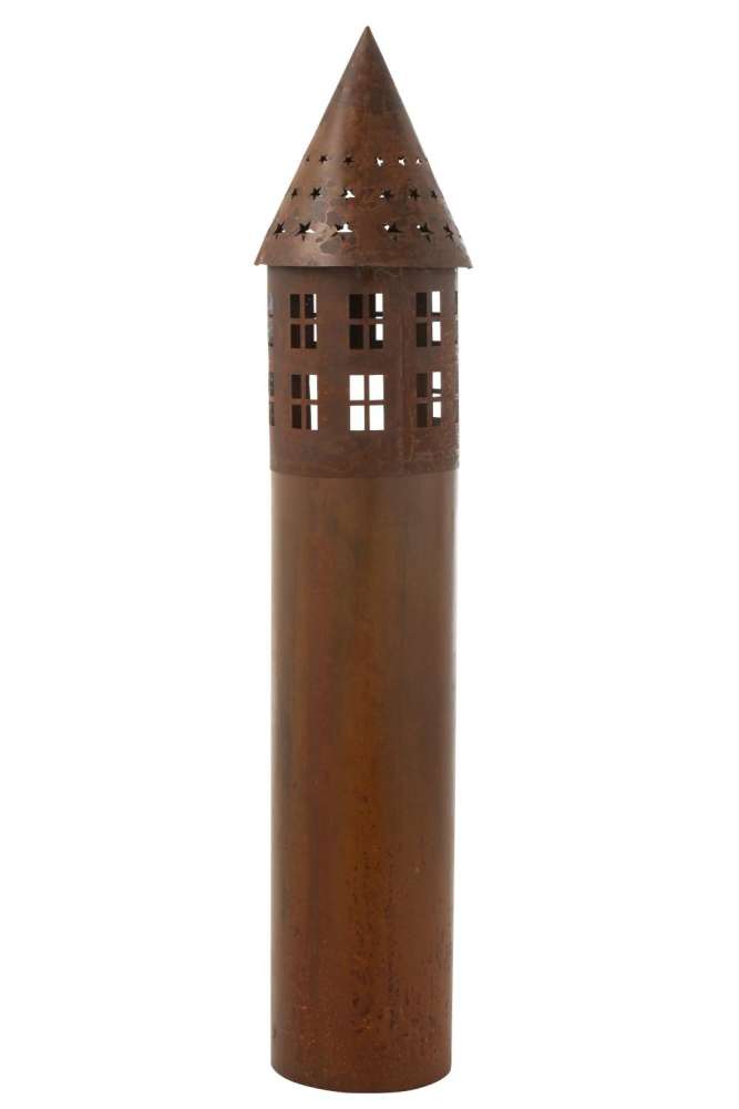 CANDLE HOLDER STAR IRON RUST BROWN