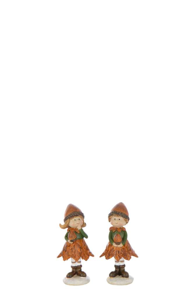 BOY/GIRL AUTUMN POLYRESIN MULTICOLORED SMALL ASSORTMENT OF 2