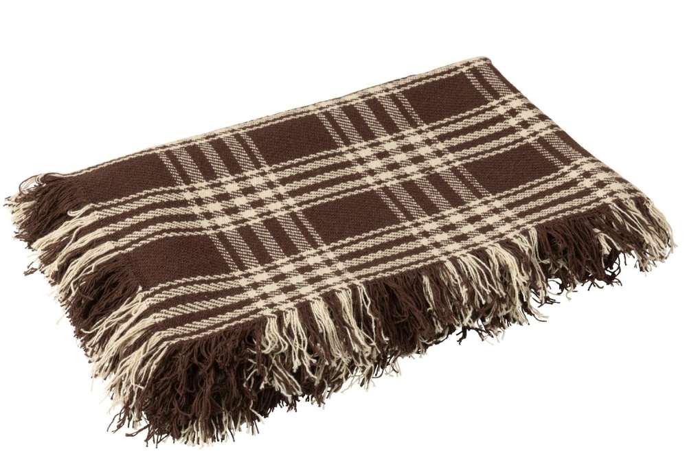 BLANKET CHECKERED COTTON DARK BROWN/WHITE