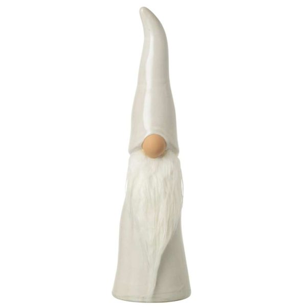 GNOME POINTY HAT PORCELAIN LIGHT GREY LARGE