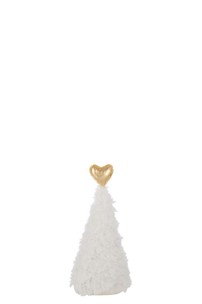 CHRISTMAS TREE GOLD HEART POLYESTER WHITE/GOLD COLORED SMALL