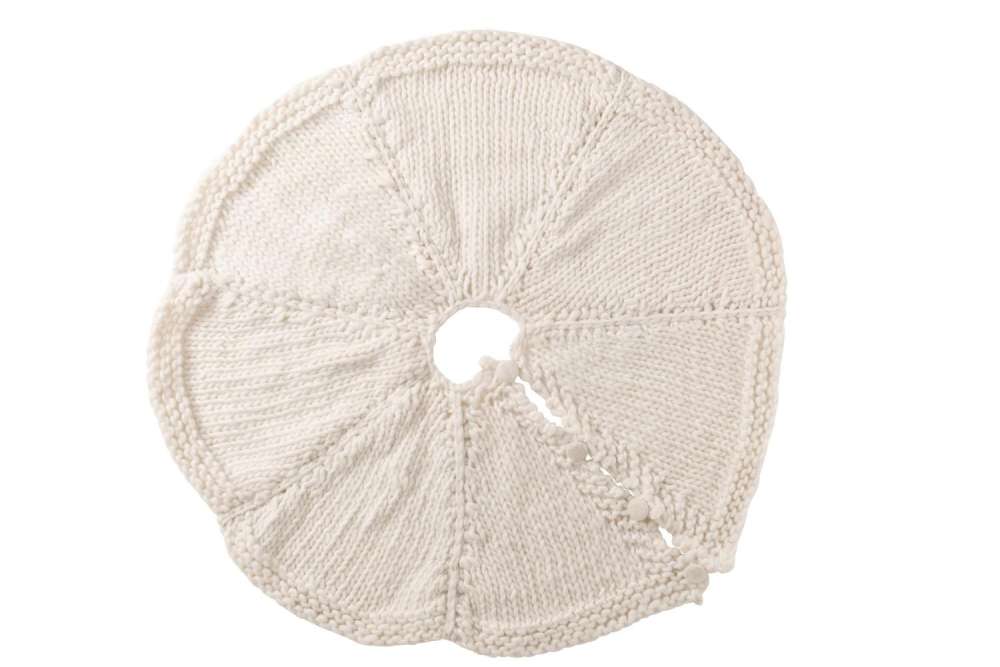 CHRISTMAS TREE SKIRT KNITTED POLYESTER WHITE