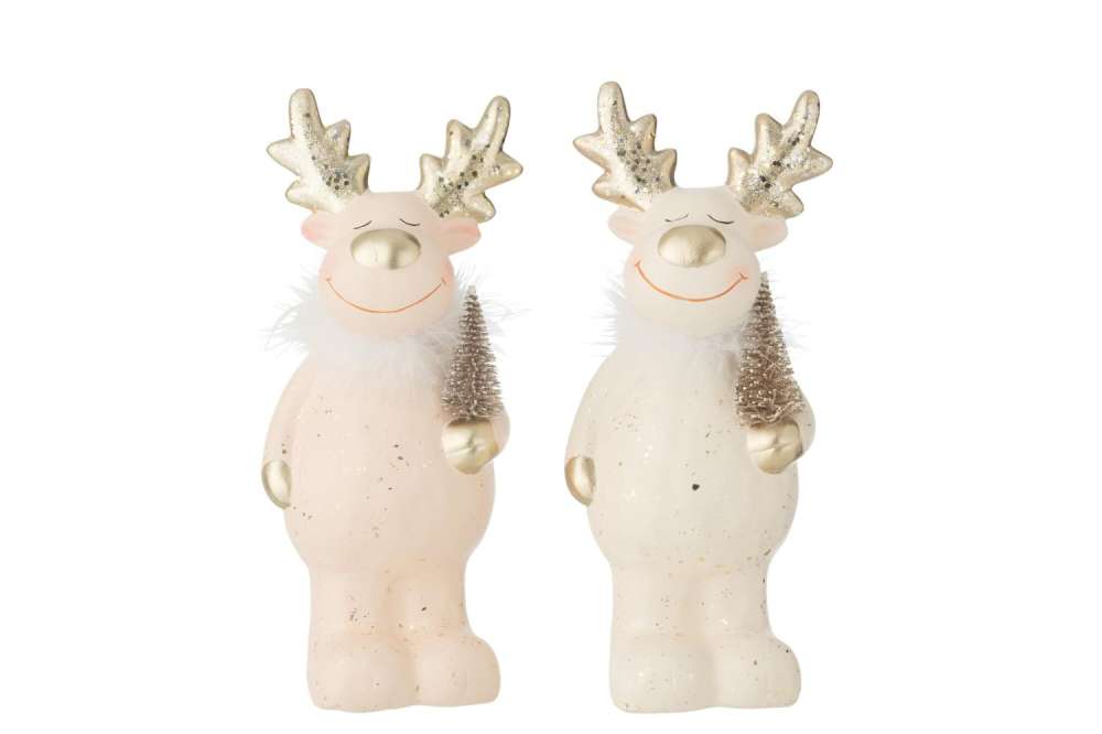 REINDEER PINE TREE CLAY MULTICOLORED ASSORTMENT OF 2
