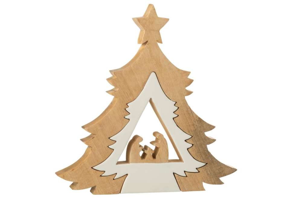 NATIVITY IN TREE  +  STAR MANGO WOOD WHITE/NATURAL
