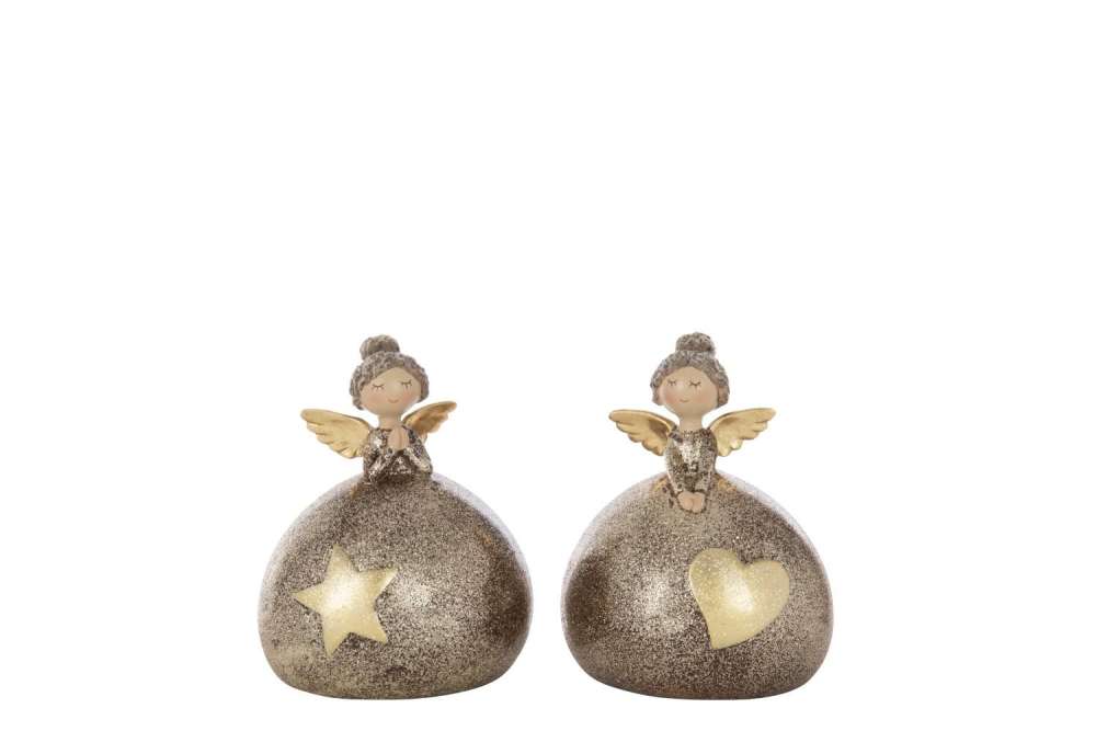 ANGEL HEART+STAR BALL POLYRESIN MULTICOLORED LARGE ASSORTMENT OF 2