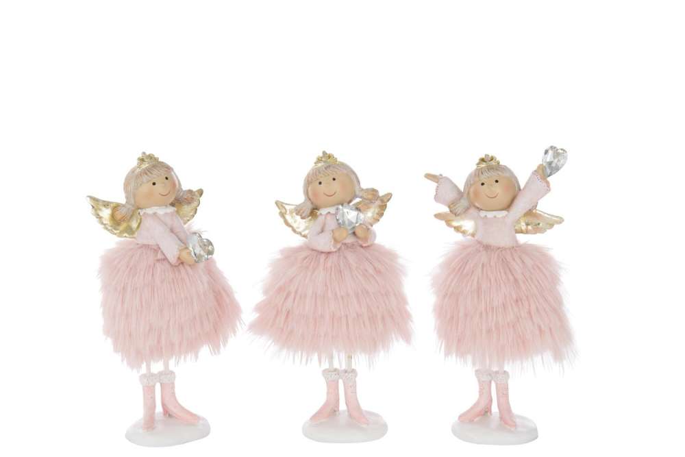 ANGEL DIAMOND HEART POLYRESIN LIGHT PINK LARGE ASSORTMENT OF 3