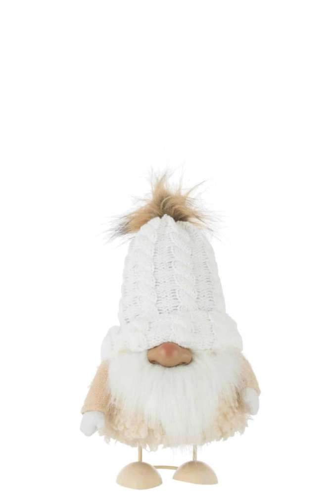 SANTA CLAUS POMPOM POLY WHITE/BEIGE SMALL