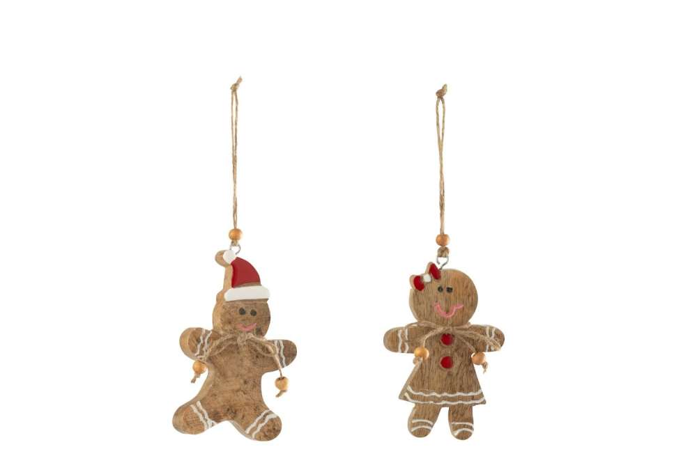 HANGER GINGERBREAD MANGO WOOD MULTICOLORED ASSORTMENT OF 2