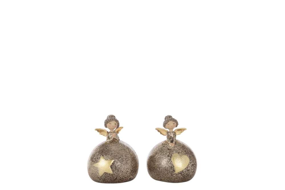 ANGEL HEART+STAR BALL POLYRESIN MULTICOLORED SMALL ASSORTMENT OF 2