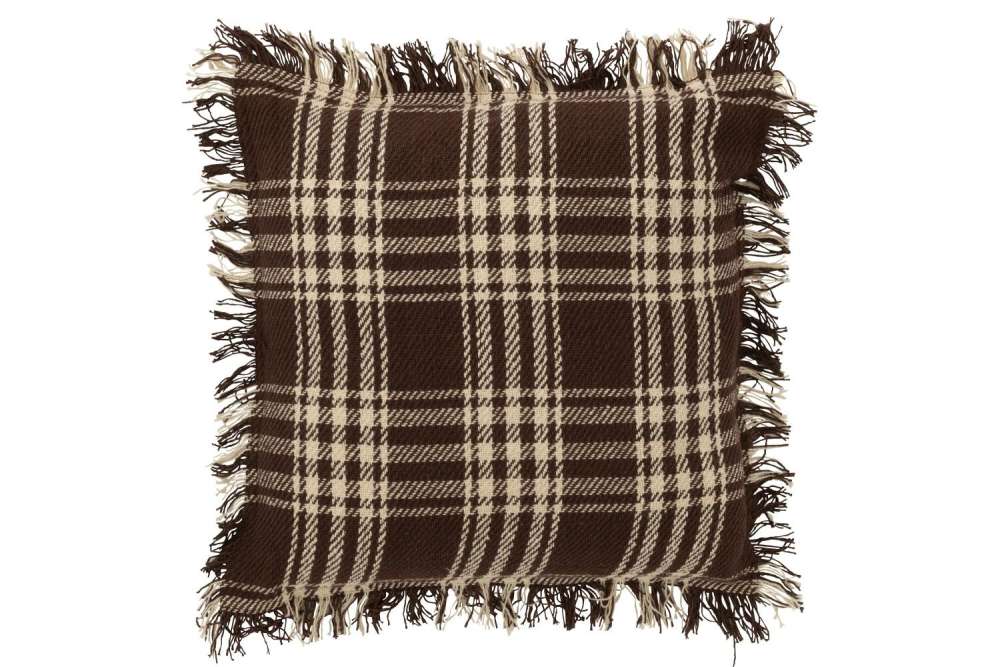 CUSHION CHECKERED COTTON DARK BROWN/WHITE
