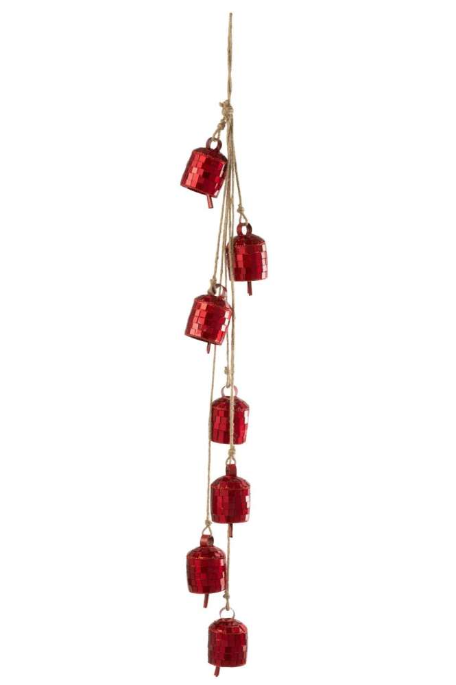 HANGER 7 BELLS MIRRORS IRON CHRISTMAS RED