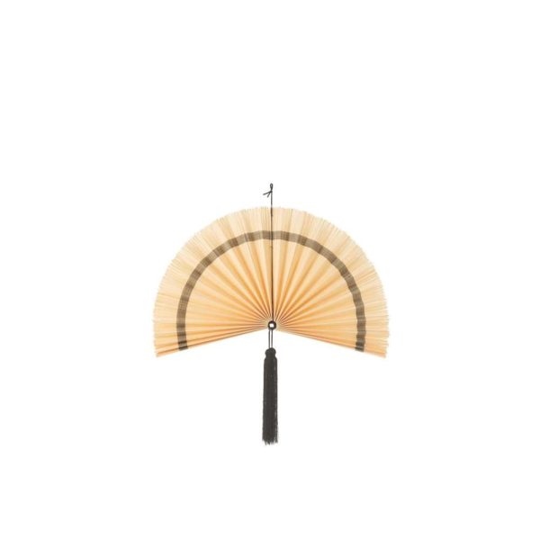WALL DECORATION FAN+TASSEL NATURAL/BLACK SMALL