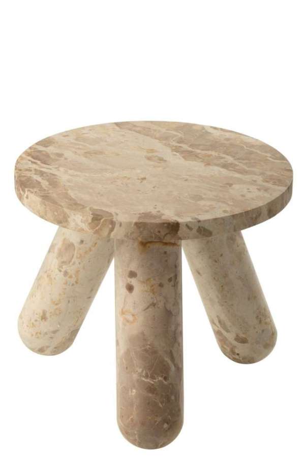 SIDE TABLE ROUND MARBLE BEIGE