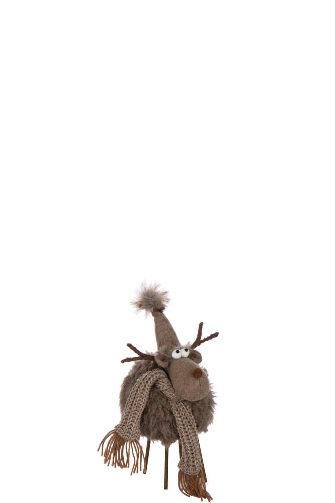 REINDEER HAT+SCARF POLYESTER BROWN SMALL