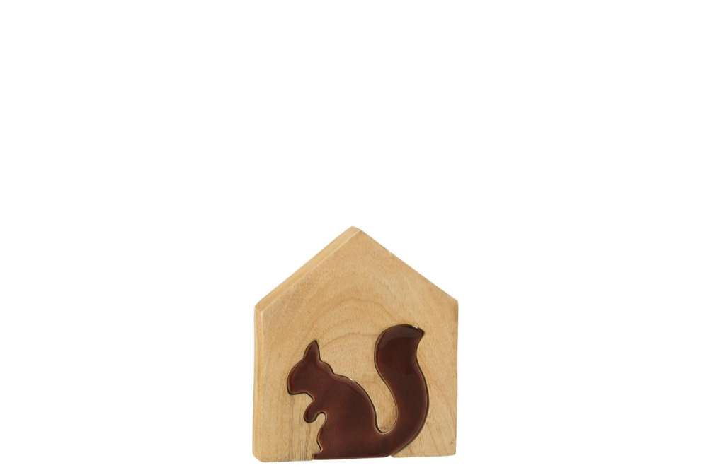 SQUIRREL IN HOUSE MANGO WOOD NATURAL/BROWN SMALL