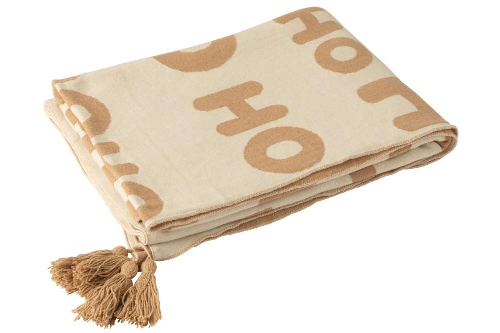 BLANKET HOHOHO POLYESTER WHITE/BEIGE