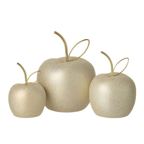 SET OF 3 APPLE ELECTROPLATED PORCELAIN GOLD COLORED