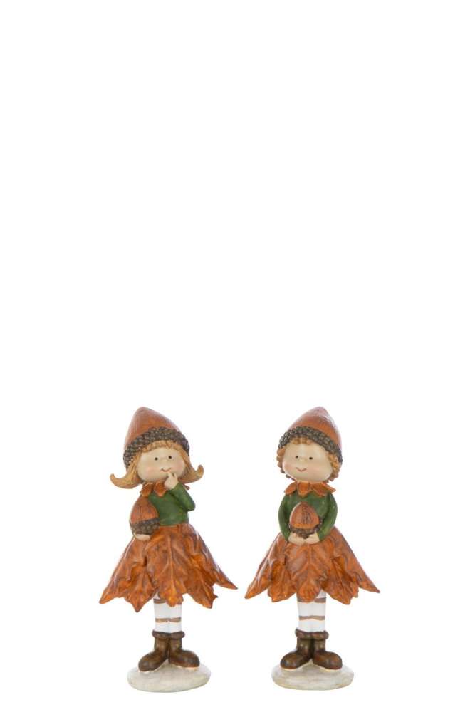 BOY/GIRL AUTUMN POLYRESIN MULTICOLORED MEDIUM ASSORTMENT OF 2