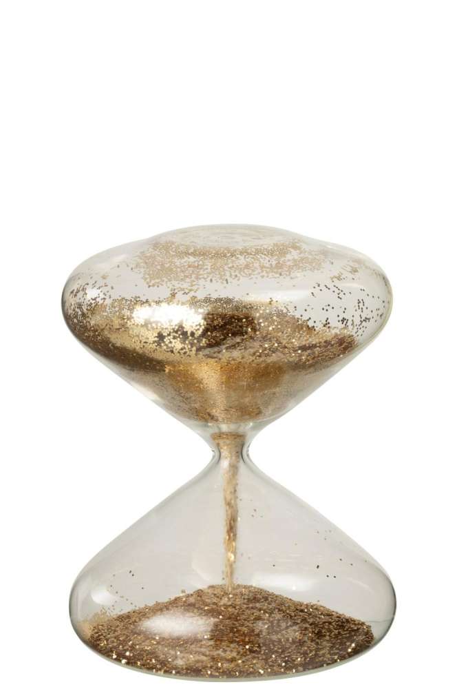 HOURGLASS GLITTERS GLASS GOLD COLORED