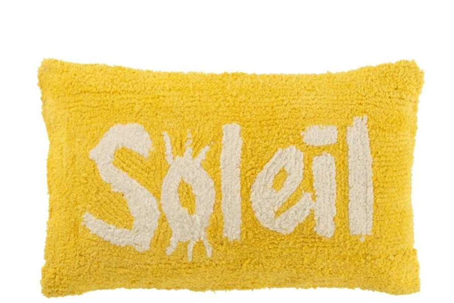 CUSHION SOLEIL TUFTED COTTON YELLOW/WHITE