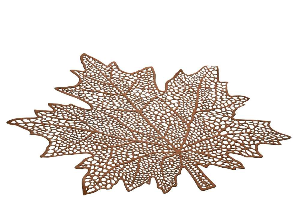 PLACEMAT LEAF PLASTIC BROWN