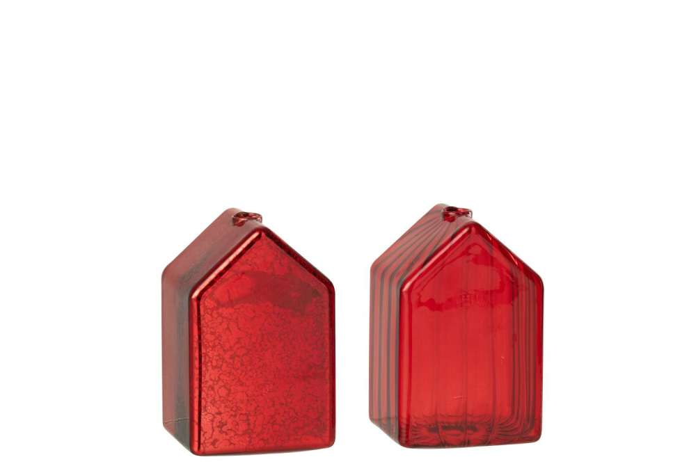 HOUSE GLASS CHRISTMAS RED SMALL ASSORTMENT OF 2