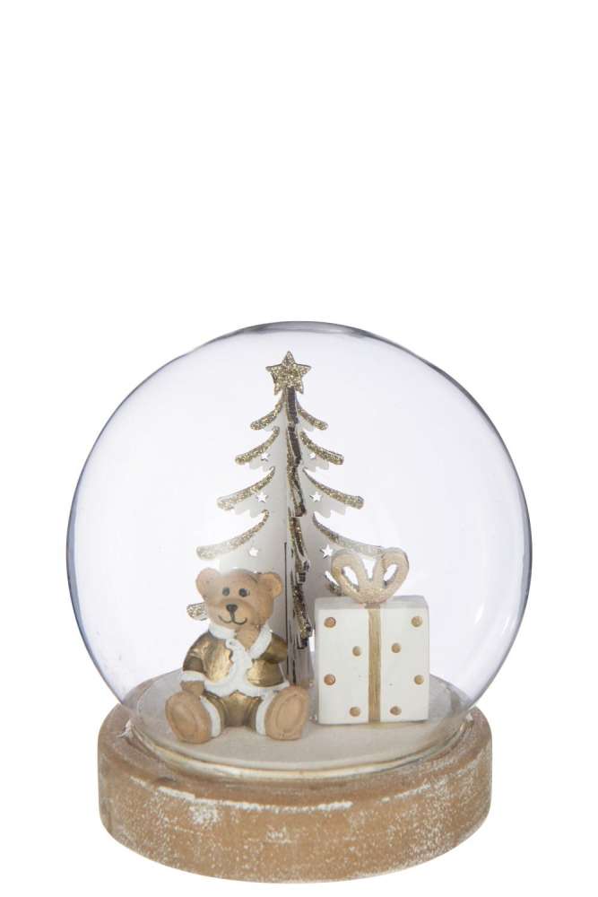 BALL LED BEAR PLYWOOD WHITE/GOLD COLORED