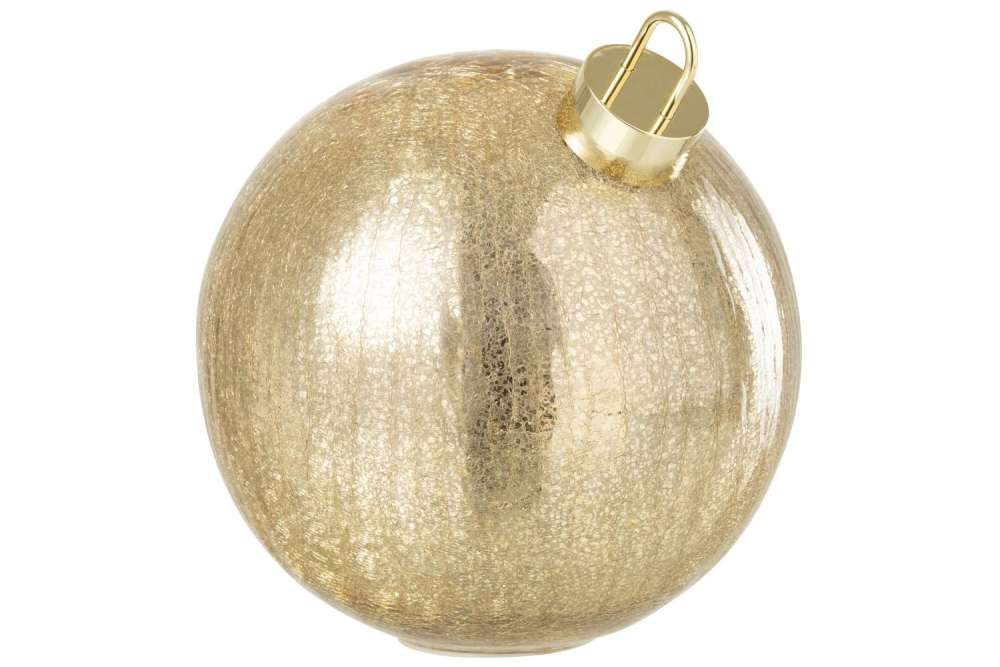 CHRISTMAS BAUBLE LED GLASS GOLD COLORED LARGE