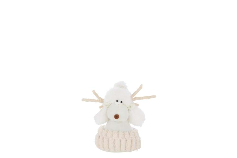 REINDEER FUR HAT POLYESTER WHITE/ECRU SMALL