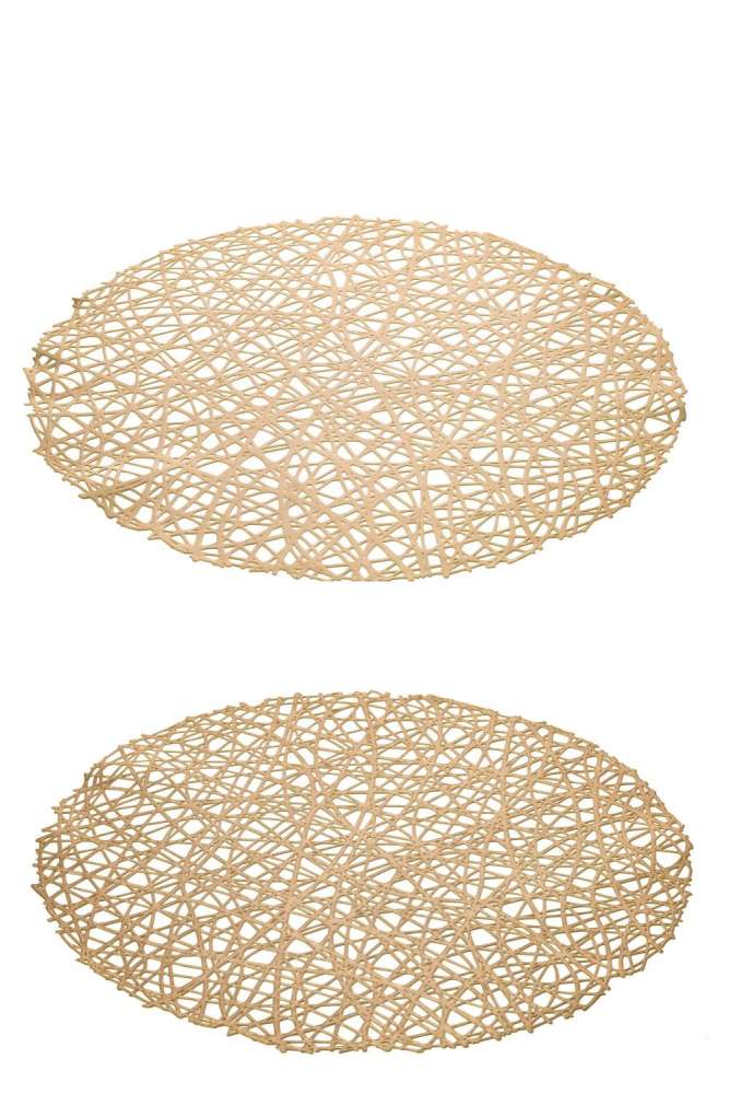 PLACEMAT HOLES SHINY + MATT PLASTIC GOLD COLORED ASSORTMENT OF 2