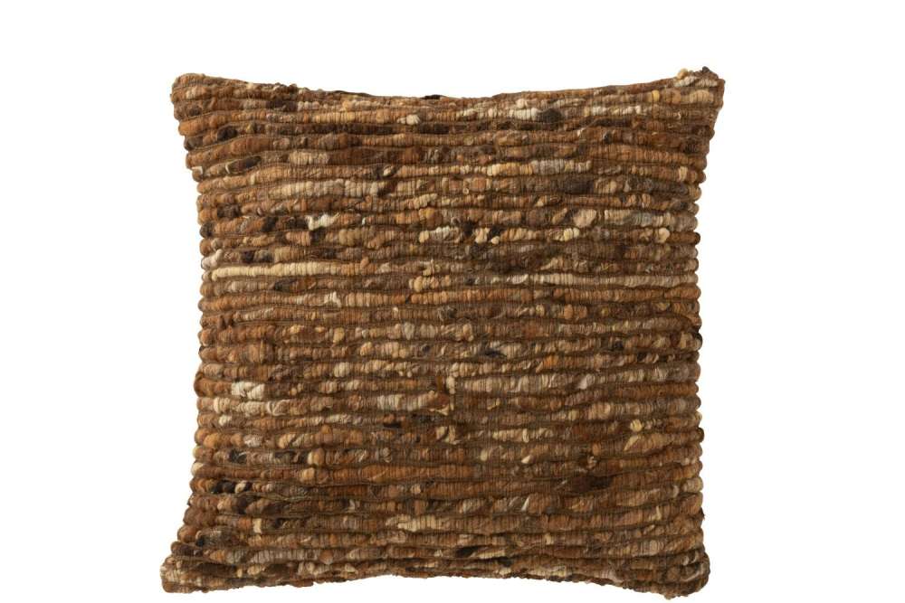 CUSHION WOVEN WOOL BROWN