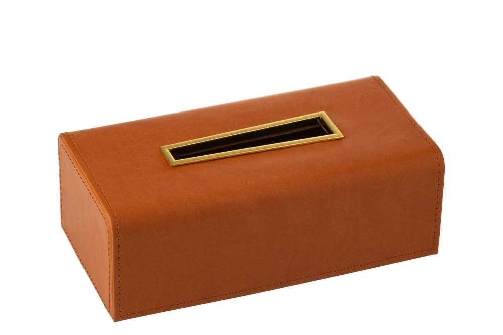 TISSUE BOX PU COGNAC