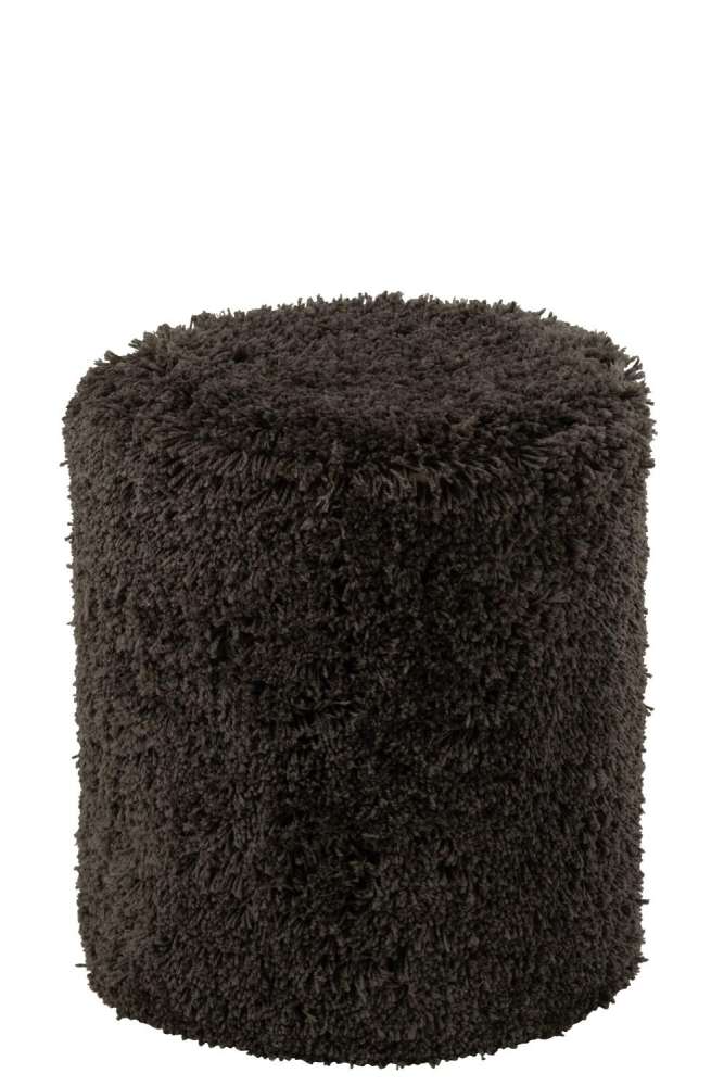 POUFFE FLUFFY POLYESTER DARK GREY