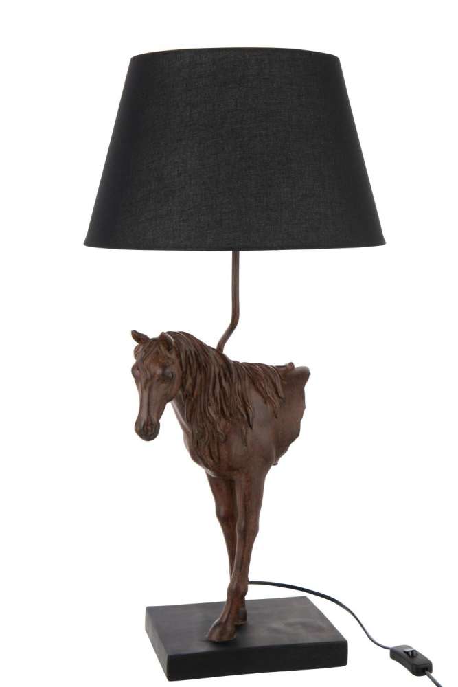 TABLE LAMP HORSE FRONT POLYRESIN DARK BROWN