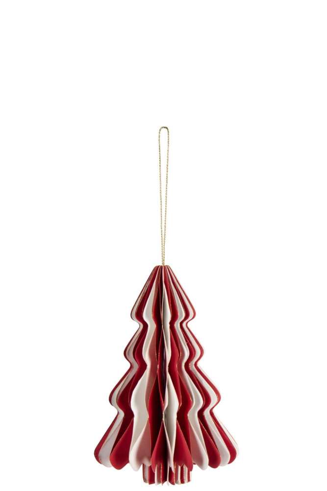 HANGER TREE FOLDABLE PAPER WHITE/CHRISTMAS RED LARGE