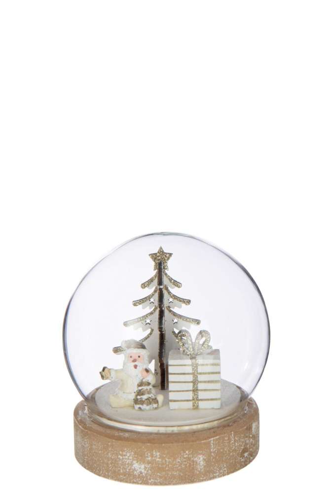 BALL LED SANTA PLYWOOD WHITE/GOLD COLORED