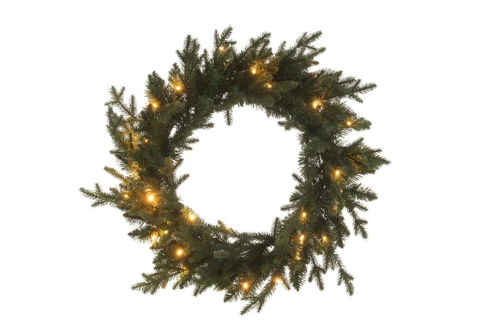 WREATH 20 LED ARTIFICIAL ROUND  DARK GREEN LARGE